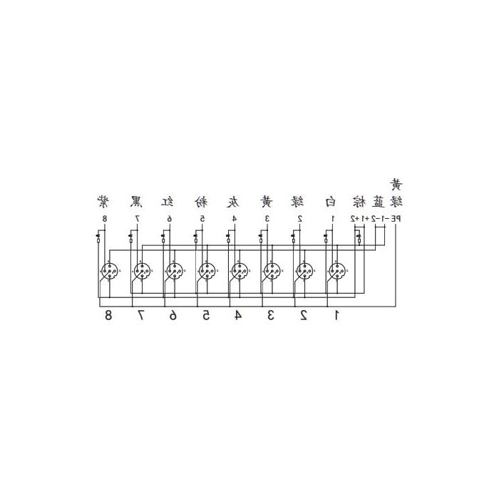 M12分线盒、单通道、NPN、8端口分体式、带LED、PCB端子、24N80E